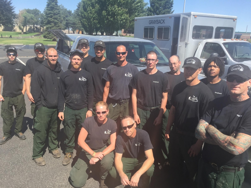 Grayback Forestry of John Day Oregon prepares to fight a growing fire near Walla Walla Washingt