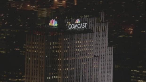 WATCH NBC Peacock Lights Up NYC Skyline for First Time in History