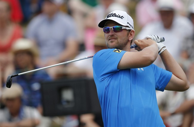 Bernd Wiesberger of Austria tees off at the first hole during the final round of the French Open Golf tournament at Paris National course in Guyancourt west of Paris Sunday