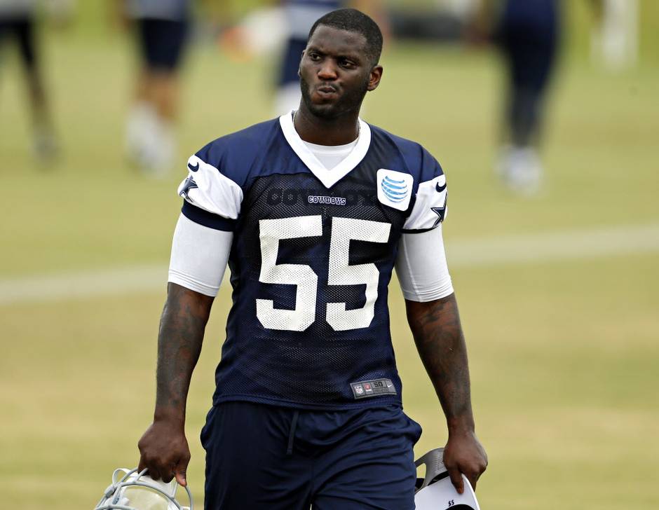 Dallas Cowboys middle linebacker Rolando Mc Clain walks off the field during a mini camp Tuesday