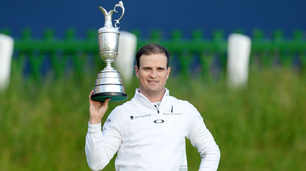 Zach Johnson celebrates with the Claret Jug having won the 144th Open Championship