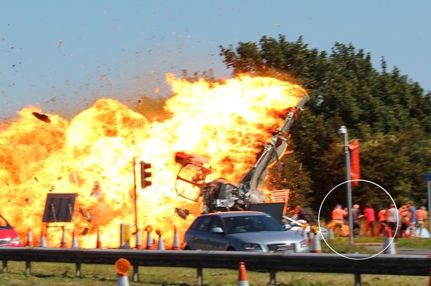 A Hawker Hunter jet crashes at the Shoreham air show in West Sussex