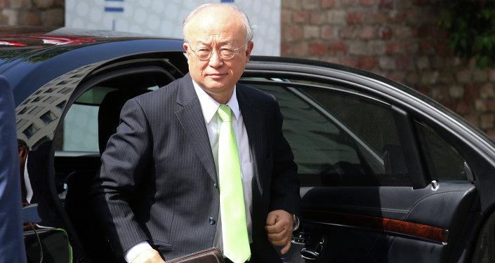 Director General of the International Atomic Energy Agency IAEA Yukiya Amano of Japan arrives at the Palais Coburg where closed-door nuclear talks with Iran take place in Vienna Austria Tuesday