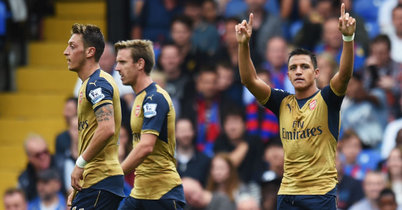 Alexis Sanchez Celebrates after Arsenal's second goal