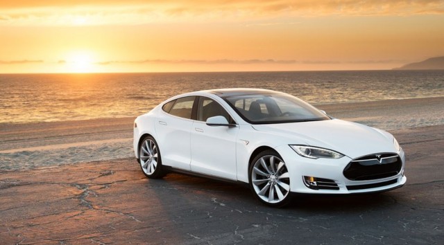 Tesla S sunset