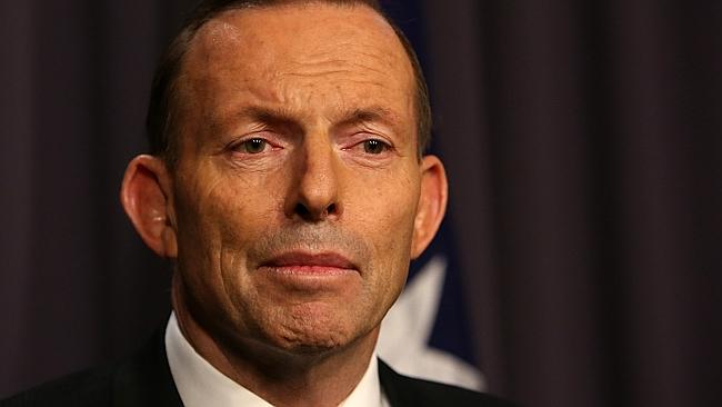 Not budging... PM Tony Abbott holds a press conference after a six-hour party room meeti