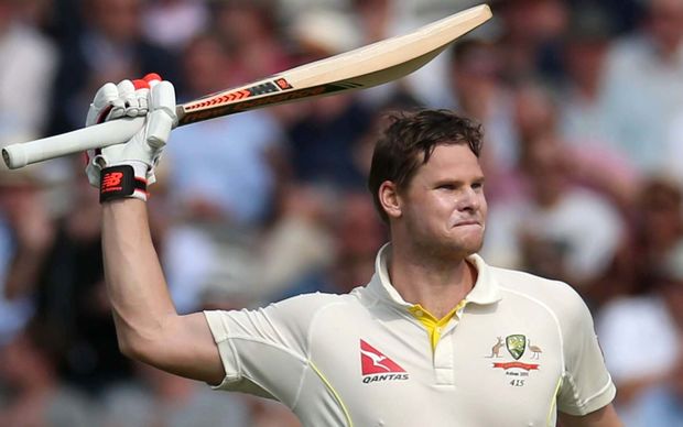 Steve Smith celebrates his century during the second Ashes Test at Lord's