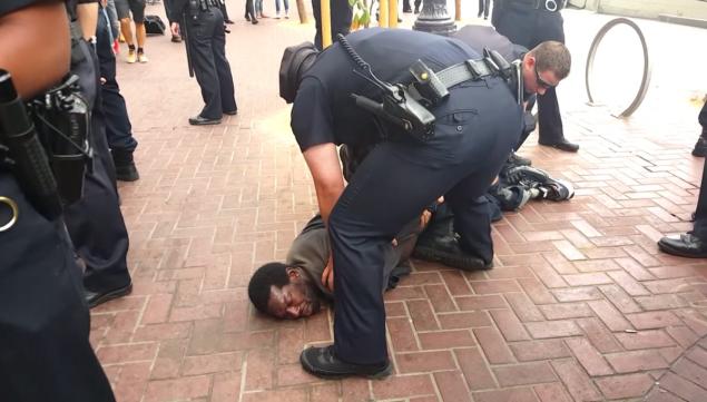 San Francisco cops pinned down a man with one leg after they mistook his crutches for weapons witnesses said