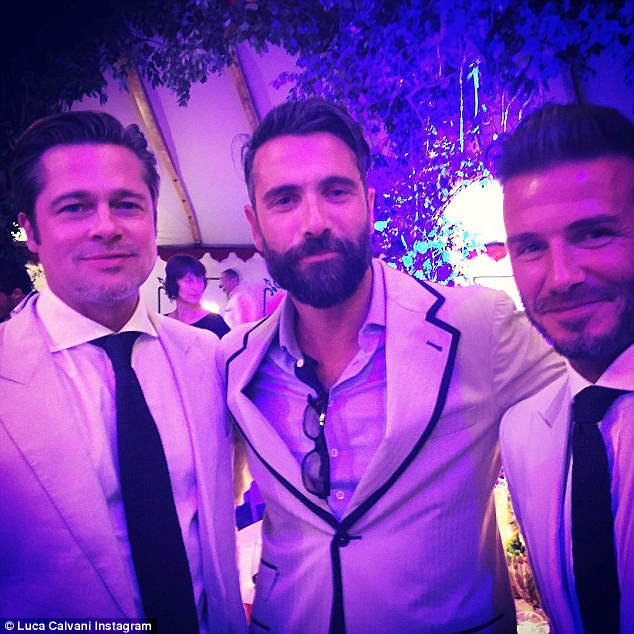 Brad and David Beckham at Guy Ritchie's wedding on Thursday