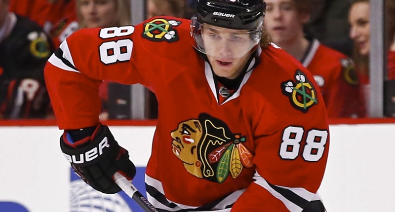 Chicago Blackhawks right wing Patrick Kane is seen during the first period against the Toronto Maple Leafs at United Center in Chicago in this file