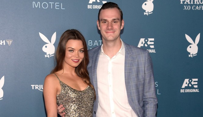 SAN DIEGO CA- JULY 25 Actress Scarlettt Byrne and Cooper Hefner arrive at the Playboy and A&E Bates Motel Event During Comic Con Weekend