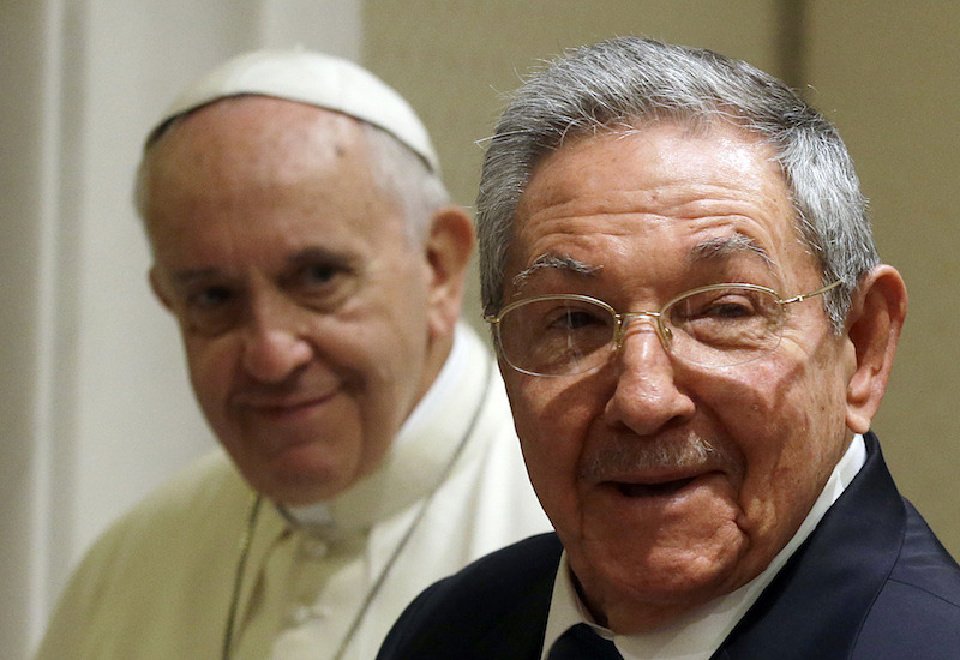 Pope Francis who helped broker a historic thaw between the United States and Cuba held talks with Cuban President Raul Castro