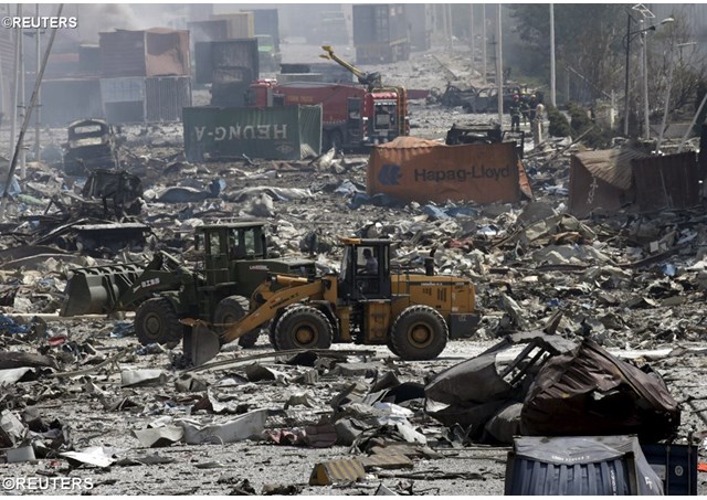 Destruction after an explosion at an industrial zone in the city of Tianjin China- REUTERS