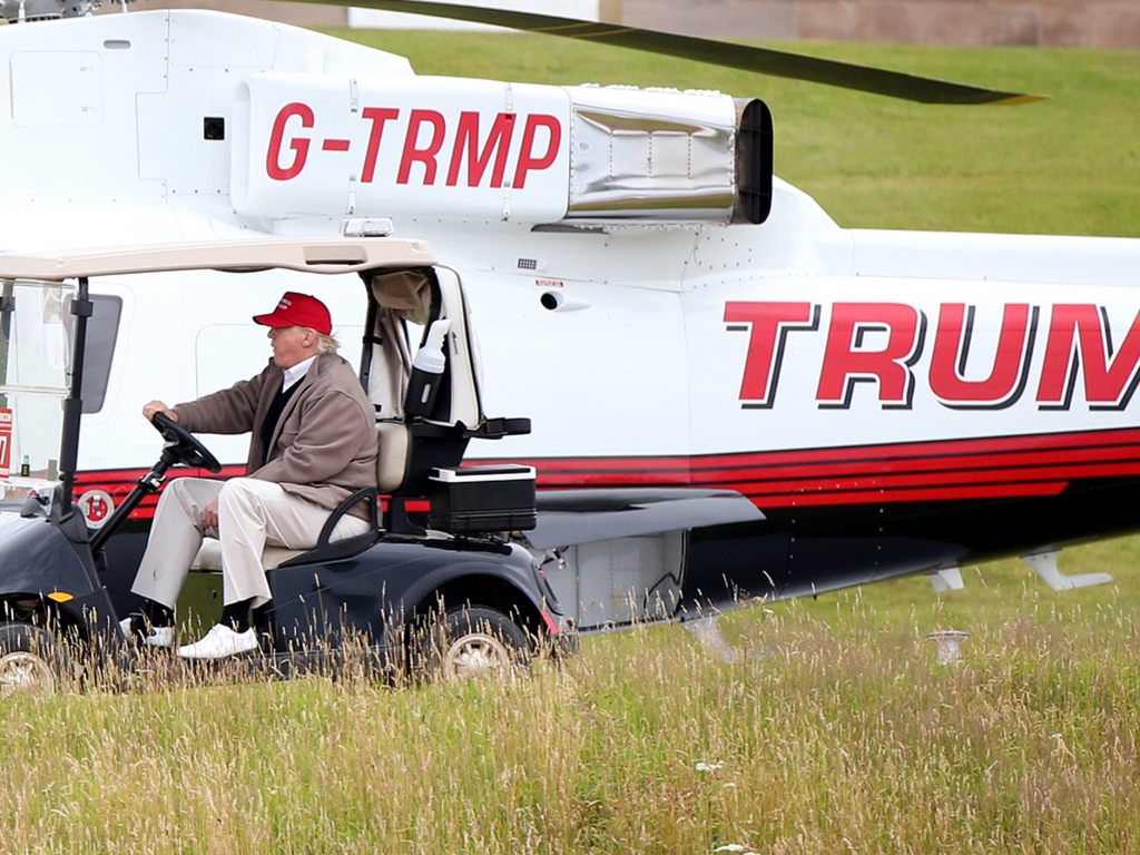 Donald Trump and several of his vehicles