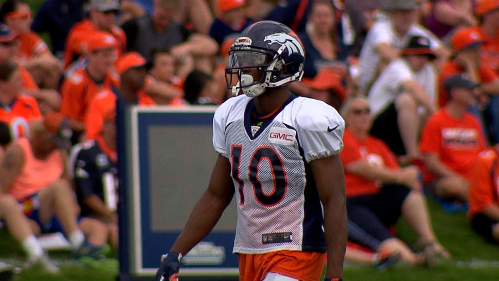 Emmanuel Sanders at practice on Thursday before the injury