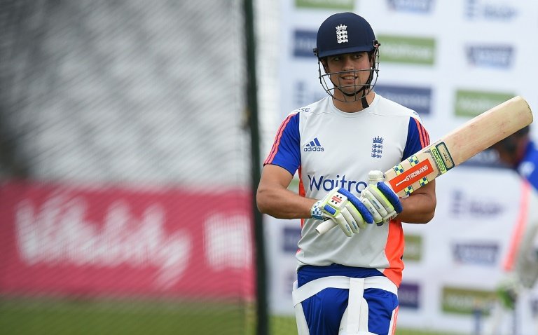 England captain Alastair Cook takes part in a practice session ahead of the fourth Ashes Test against Australia at Trent Bridge in Nottingham central England