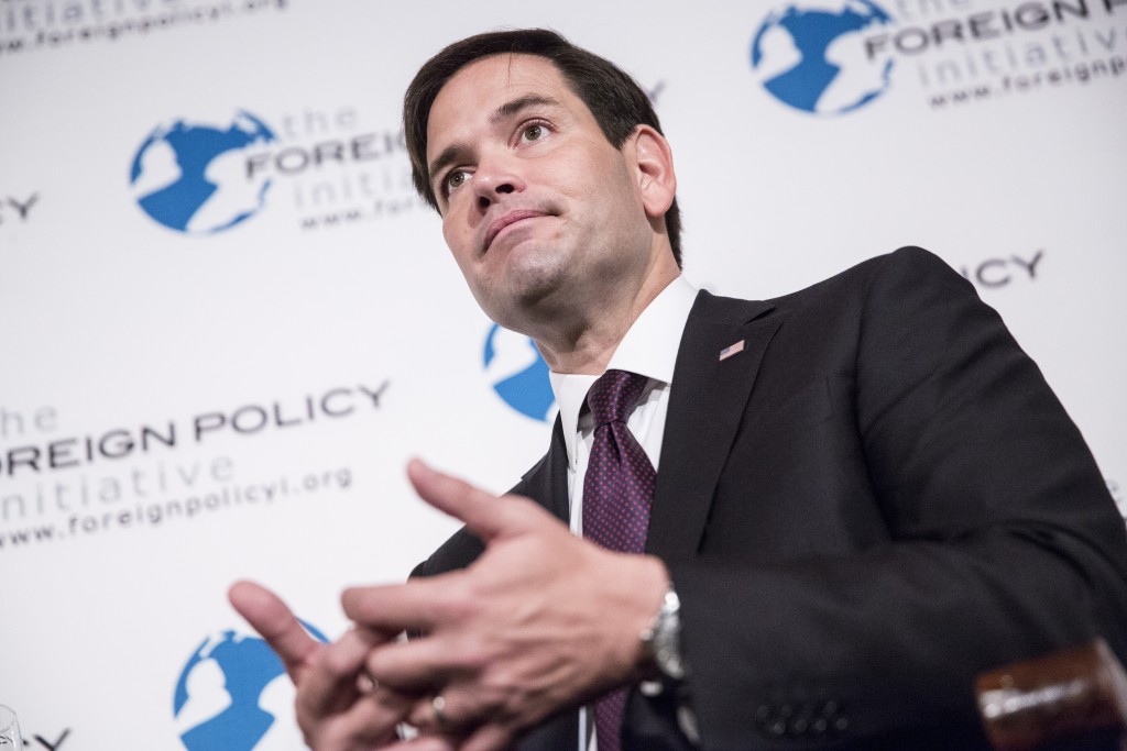 Republican presidential candidate Senator Marco Rubio participates in'Restoring American Leadership A Conversation with Senator Marco Rubio at the 3 West Club in New York