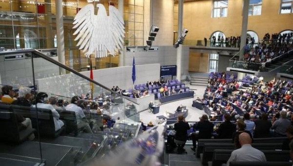 German Finance Minister Wolfgang Schaeuble addresses a session of Germany