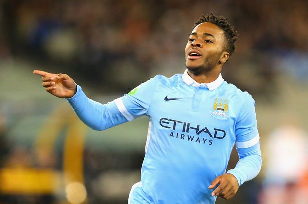 Raheem Sterling of Manchester City celebrates scoring