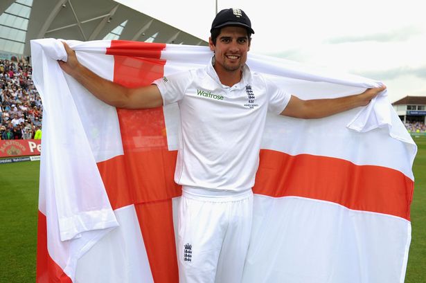 England captain Alastair Cook celebrates