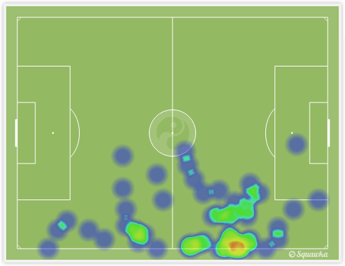 Gomez's heat map against Stoke City last weekend