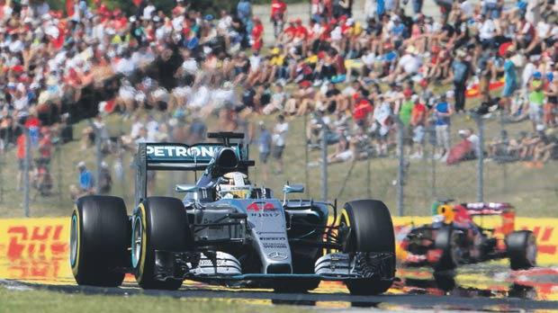 Lewis Hamilton driving his Mercedes at the Hungarian Grand Prix last month