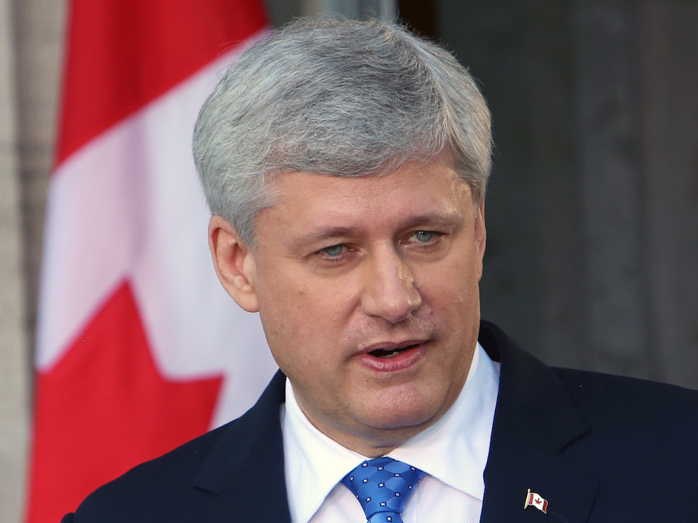 Prime Minister Stephen Harper to talks to the media at Rideau Hall after visiting Governor General David Johnston and asking that Parliament be dissolved triggering an election campaign in Ottawa on Sunday