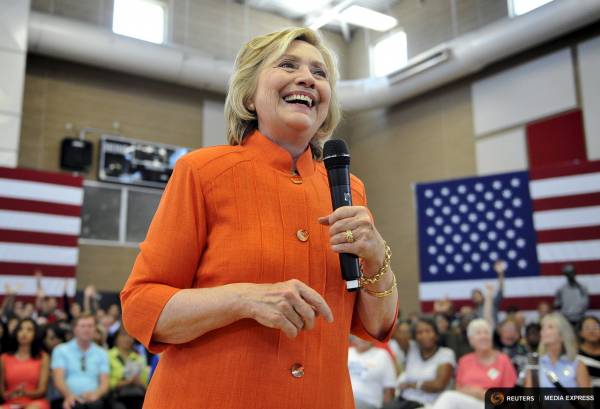 Democratic presidential candidate Hillary Clinton speaks during a town hall meeting in Las Vegas Nevada