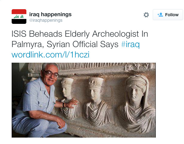 ISIS murders elderly Palmyra expert, hangs his body with the city he loved