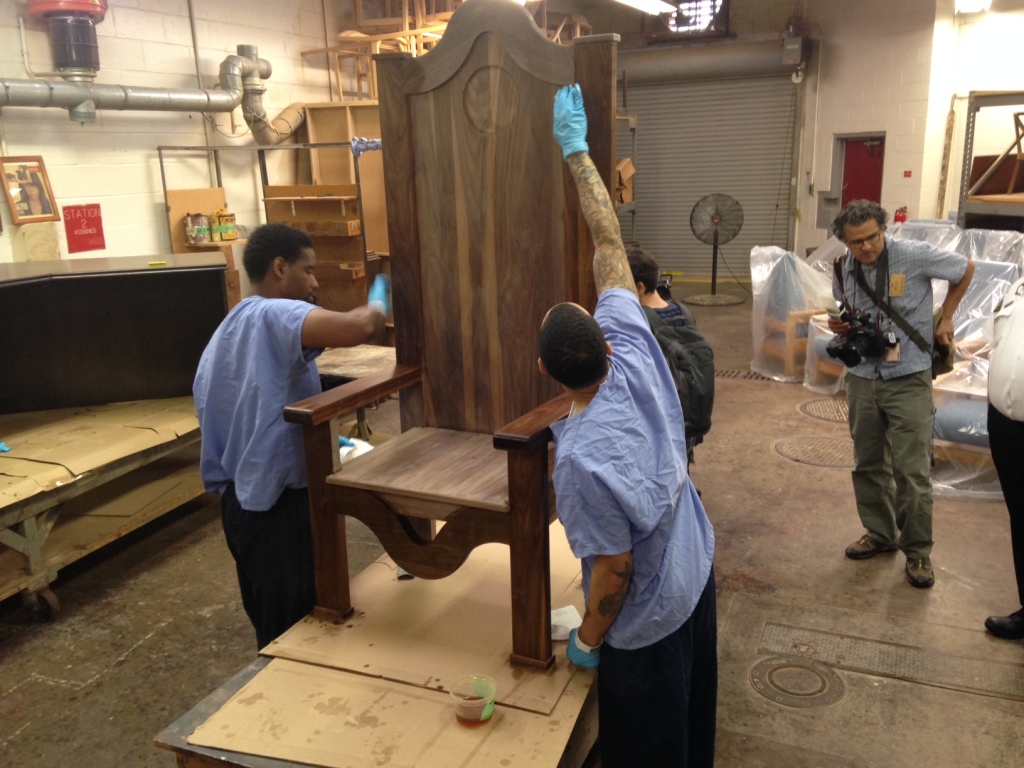 Inmates building the Bishop's throne