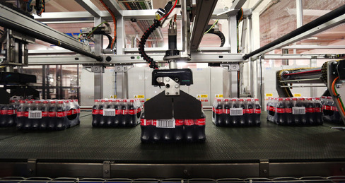 Inside Coca Cola Enterprises Ltd.'s bottling plant in Sidcup U.K