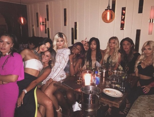 Kylie Jenner poses alongside friends and family at 18th birthday party 10th August 2015