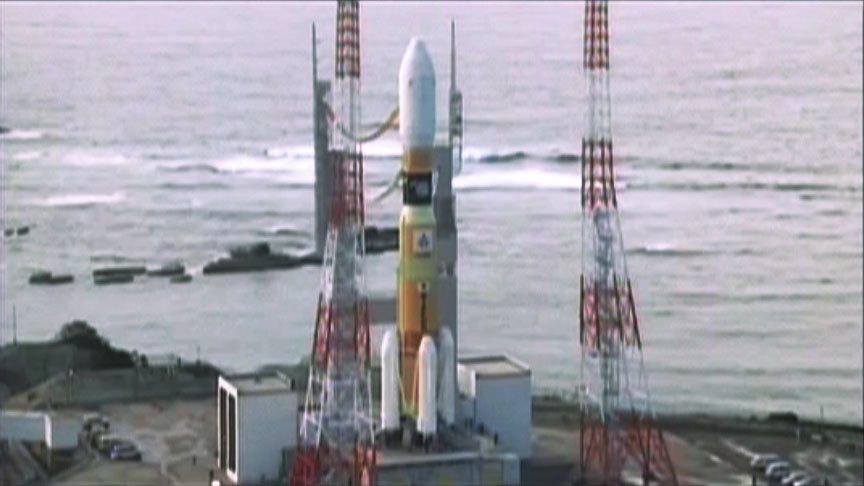 Japan’s H-IIB rocket carrying the “Kounotori” HTV-5 is at its launch pad at the Tanegashima Space Center