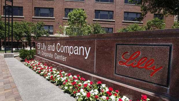 A sign in front of the Eli Lilly and Co corporate headquarters