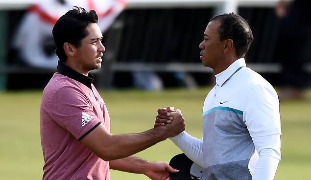 Jason Day and Tiger Woods at the recent Open Championship