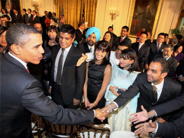 Indian Americans greet U.S. President
Barack Obama during a Diwali celebration at the White House in 2009