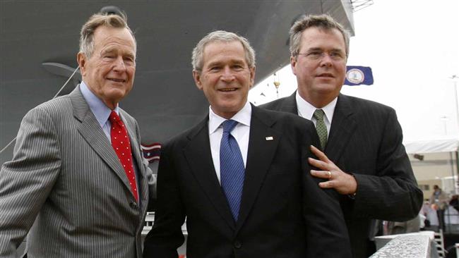 Jeb Bush, his brother George W. Bush, and their father George H.W. Bush