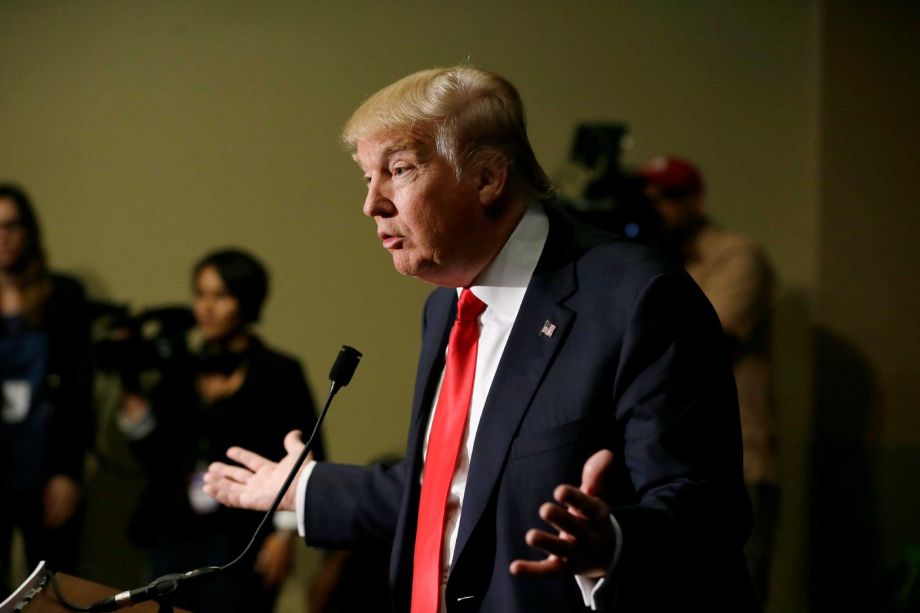 Republican presidential candidate Donald Trump speaks during a news conference Tuesday Aug. 25 2015 in Dubuque Iowa