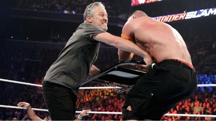 Jon Stewart blindsides John Cena at WWE Summer Slam 2015/PPP Focus