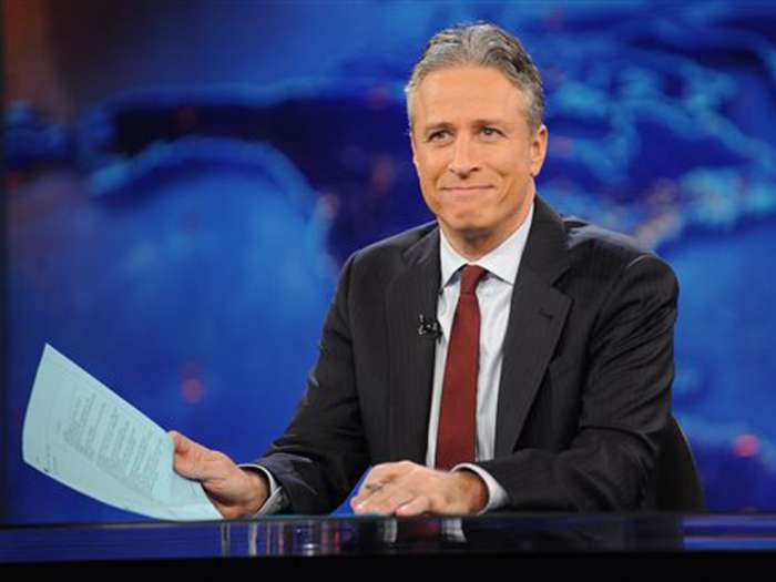 Jon Stewart during a taping of'The Daily Show with Jon Stewart in New York. Stewart says goodbye on Thursday Aug. 6 2015 after 16 years on Comedy Central's'The Daily Show that establis