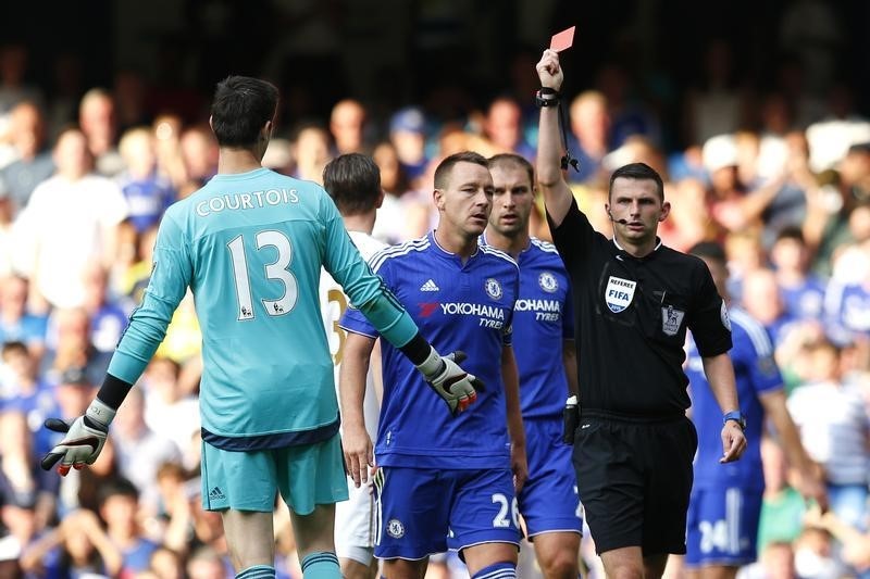 Mourinho bites tongue over Courtois red card