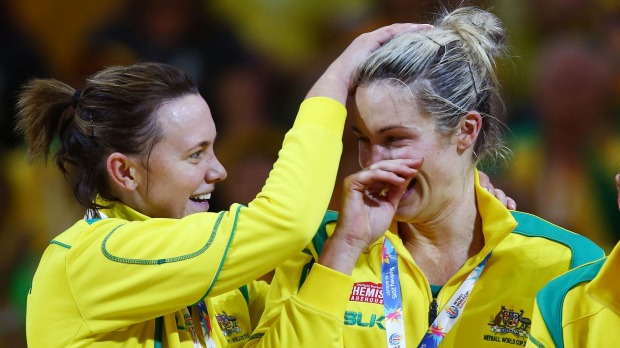 Julie Corletto of the Diamonds celebrates with Natalie Medhurst after the final