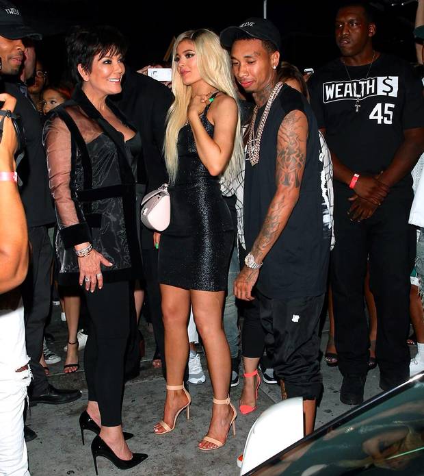 Kylie Jenner Kris Jenner and Tyga at her 18th birthday party