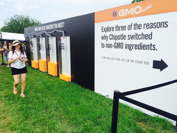 Folks attending a Chipotle Cultivate Festival in Kansas City on July 18 voted on their opinions about genetically modified organisms after going through the exhibit