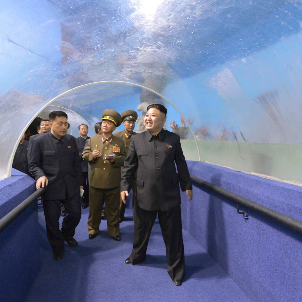 North Korean leader Kim Jong Un visits the Songdowon International Children's Camp as its remodelling project nears completion in this undated