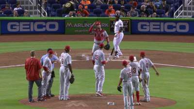 A very eager Marcell Ozuna strolled into the batter's box just a bit too early