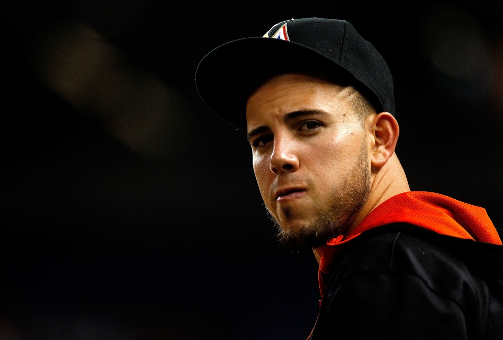 Jose Fernandez #16 of the Miami Marlins looks on during a game against the New York Mets at Marlins Park