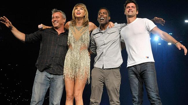 Matt LeBlanc Taylor Swift Chris Rock and model Sean O'Pry on stage in LA