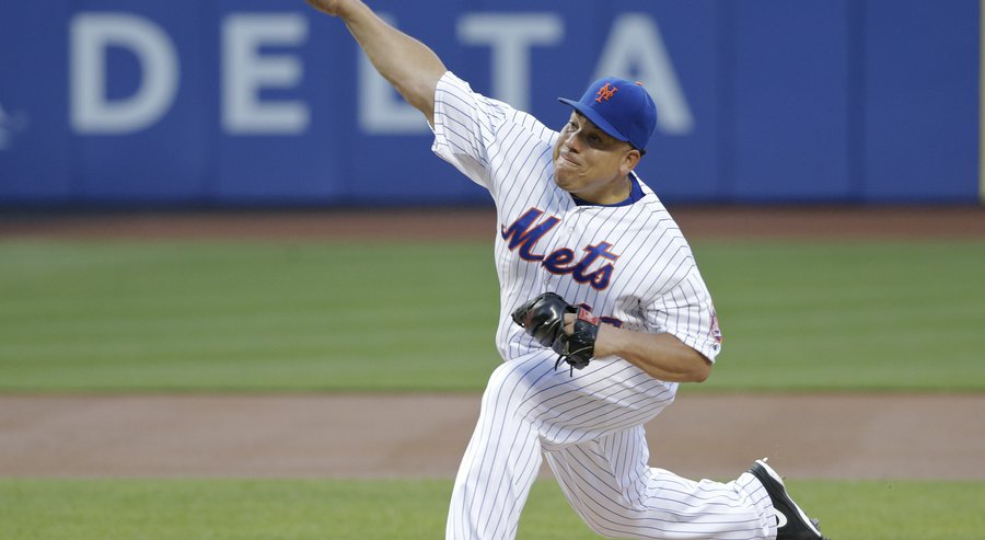 New York Mets&#39 Bartolo Colon delivers a pitch during the first inning of a baseball game against the Pittsburgh Pirates on Friday Aug. 14 2015 in New York