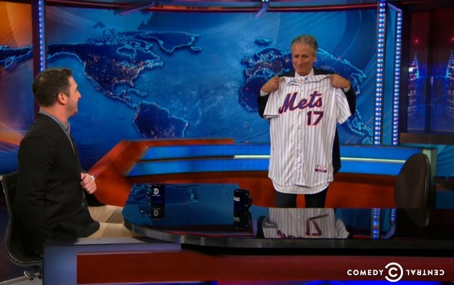 Mets fan Jon Stewart appeared on'The Daily Show for the final time Thursday